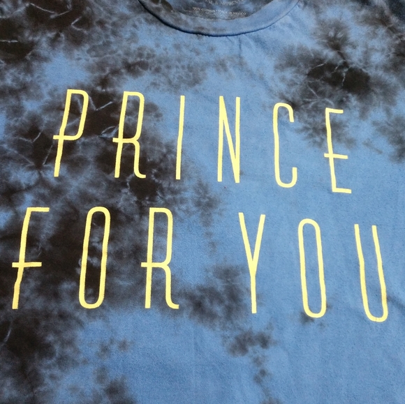 Men's Medium fits Women's Large PRINCE For You Black & Blue Tie Dye Acid Wash Sh - Picture 4 of 5